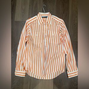 RALPH LAUREN MENS MEDIUM ORANGE AND WHITE LONG SLEEVE SHIRT